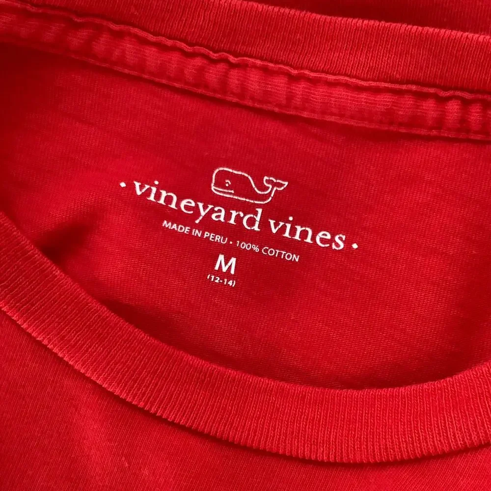 Vineyard Vines Red Long Sleeve Hooded Graphic T-Shirt Medium
